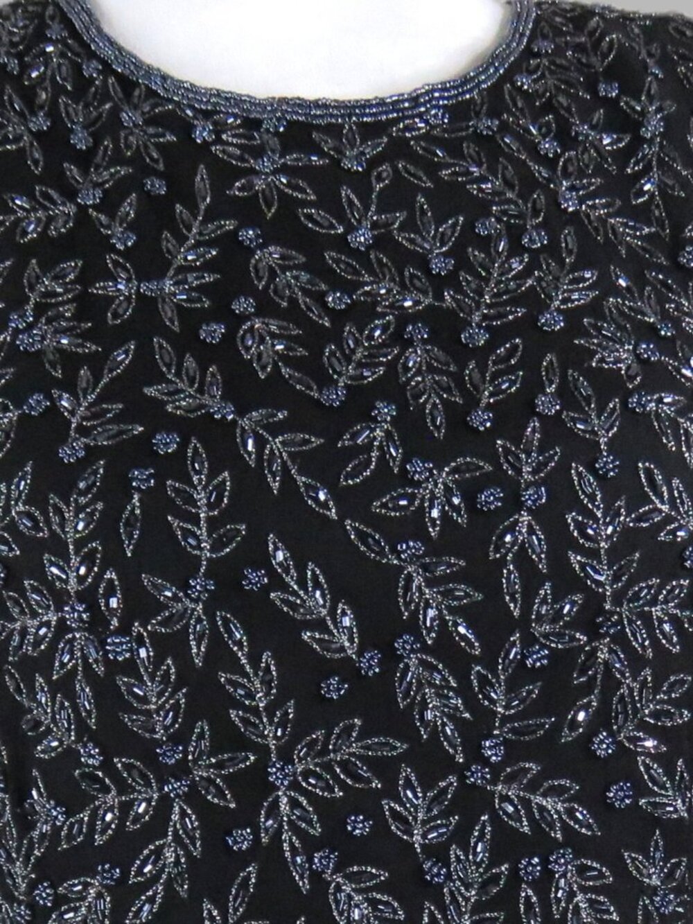 NWT Adrianna Papell Women's Silk Floral Embroidered & Beaded Top Size M (C1913)